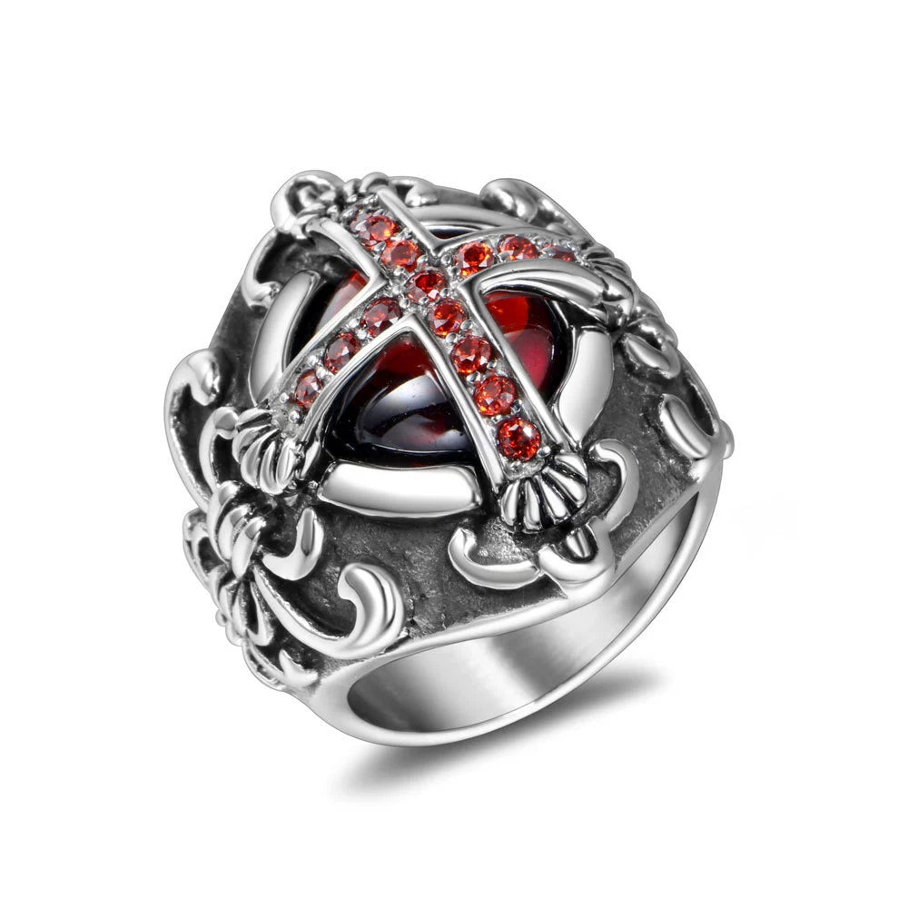 Chrome Hearts Cross Ruby Ring