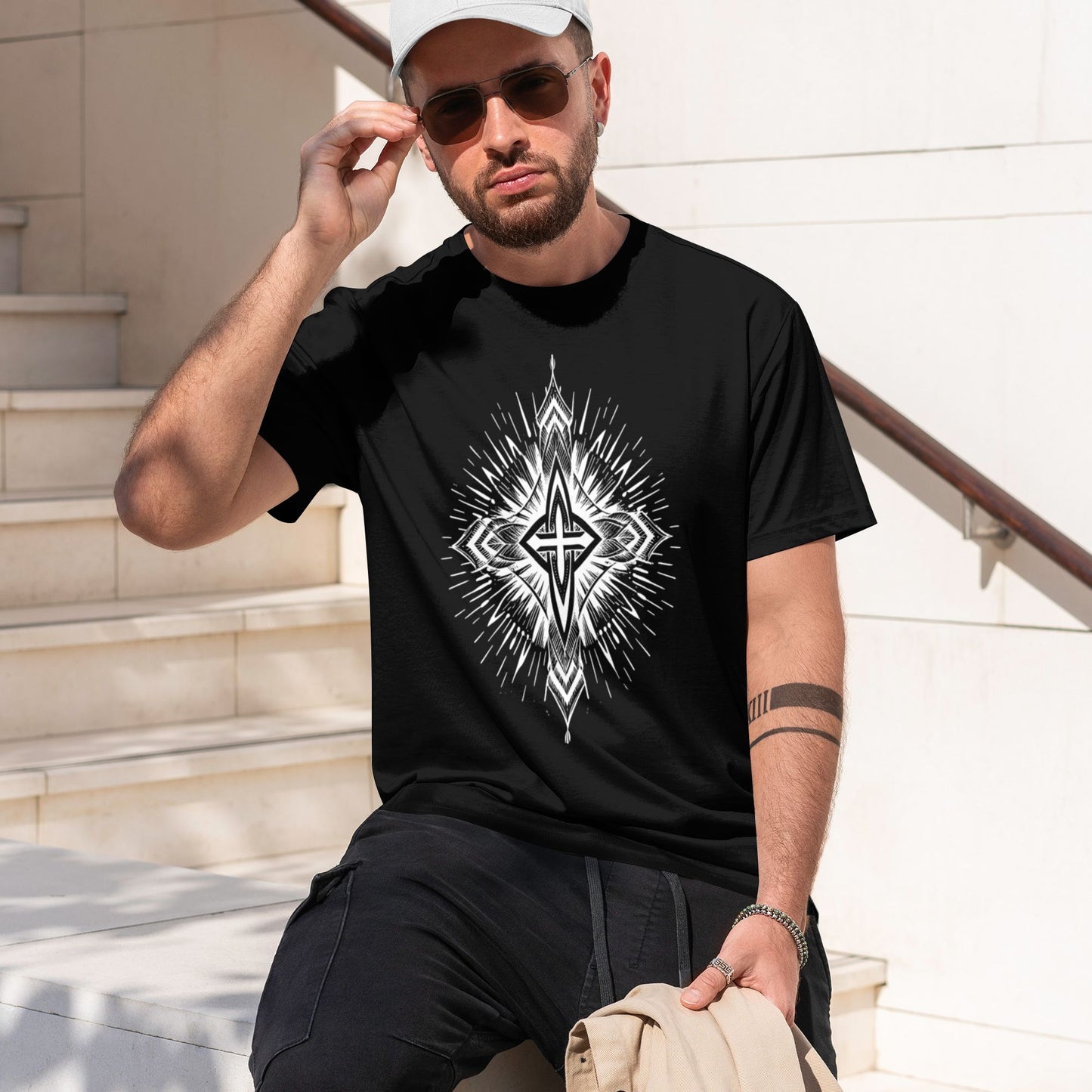 Chrome Hearts Radiating Line Cross T-Shirt