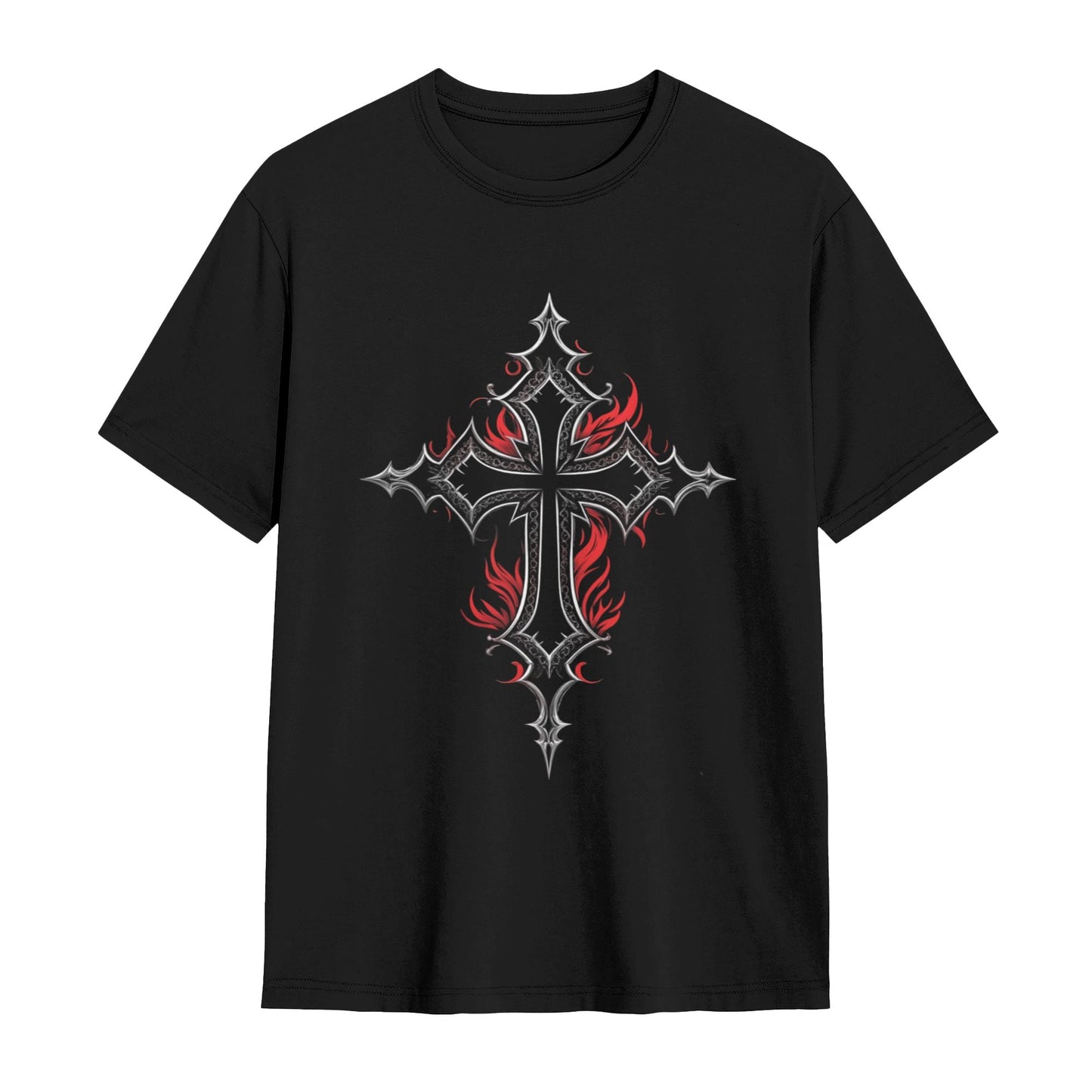 Chrome Hearts Red Silver Flame Cross T-Shirt