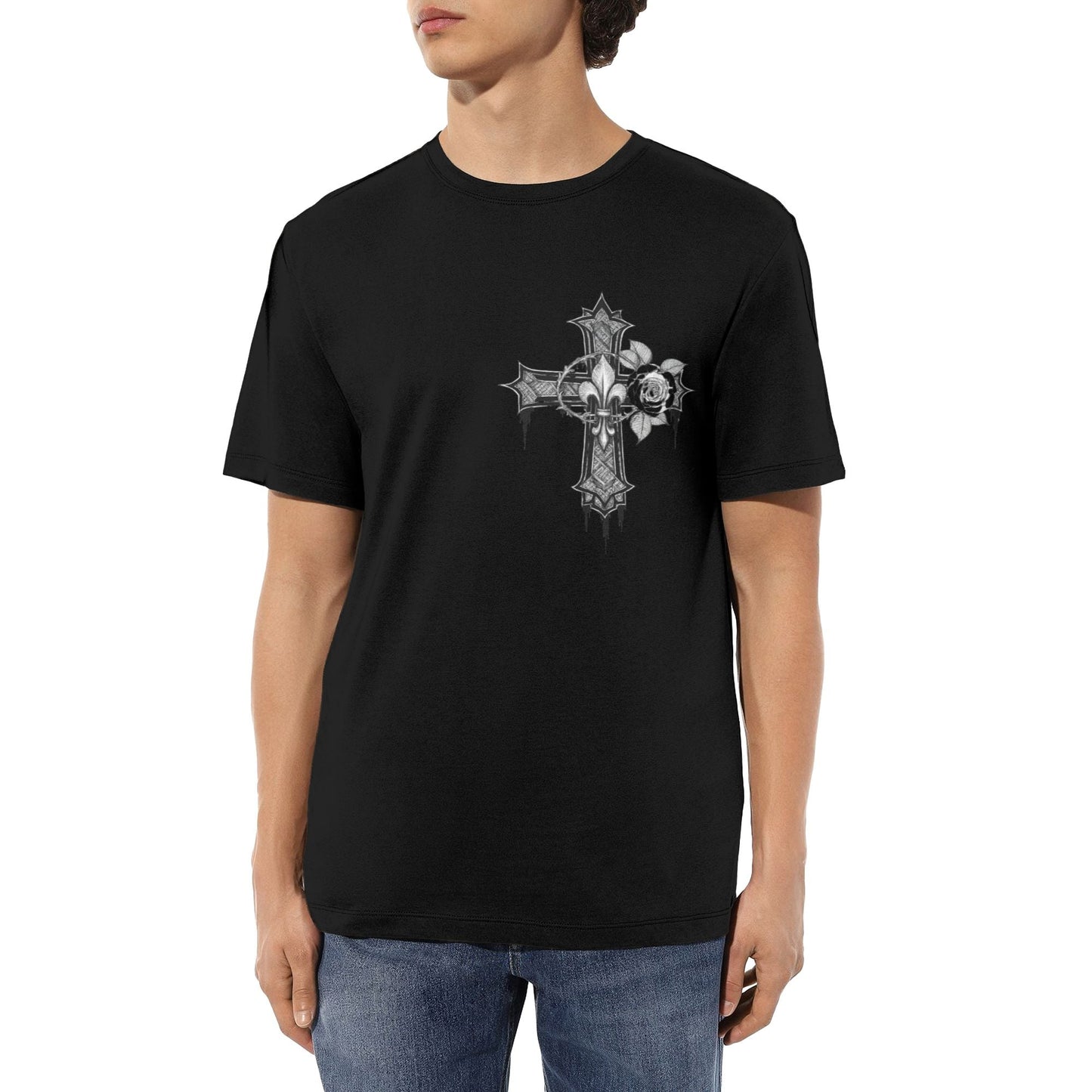 Chrome Hearts Chest Rose Cross T-Shirt