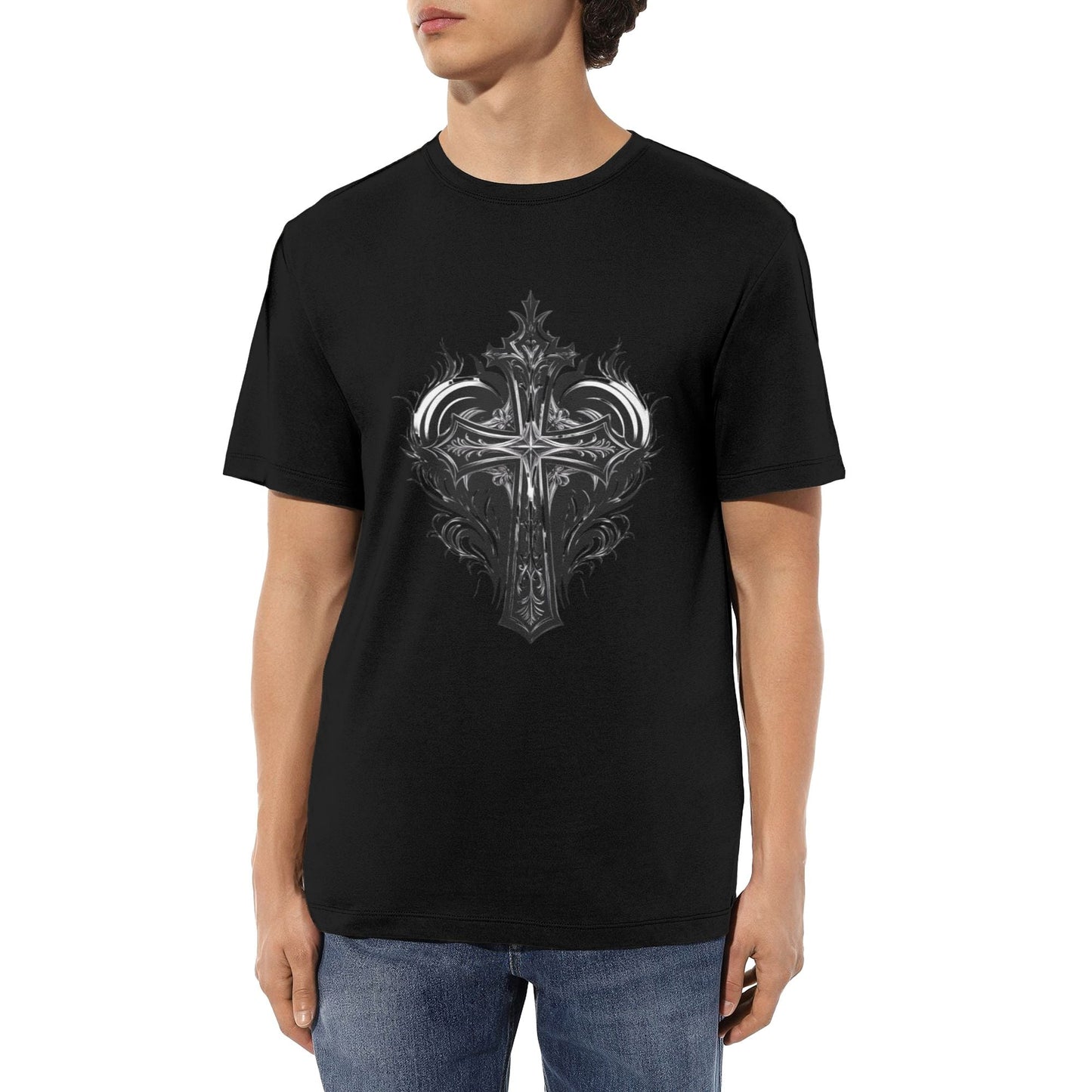 Chrome Hearts Heart Shaped Patterned Cross T-Shirt