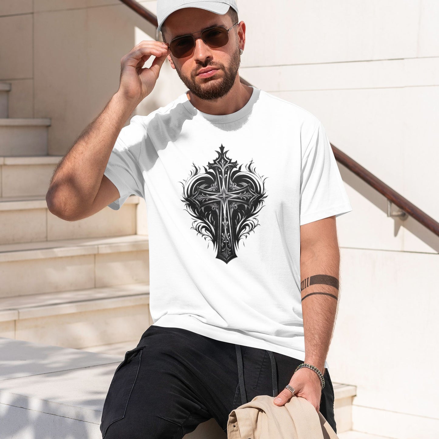 Chrome Hearts Heart Shaped Patterned Cross T-Shirt