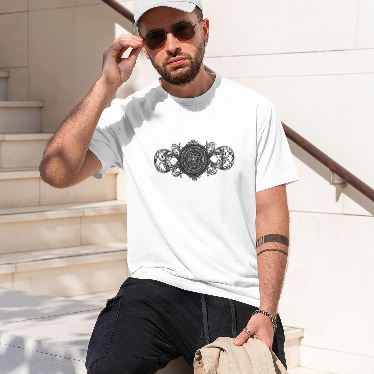 Chrome Hearts Ornate Silver Design T-Shirt
