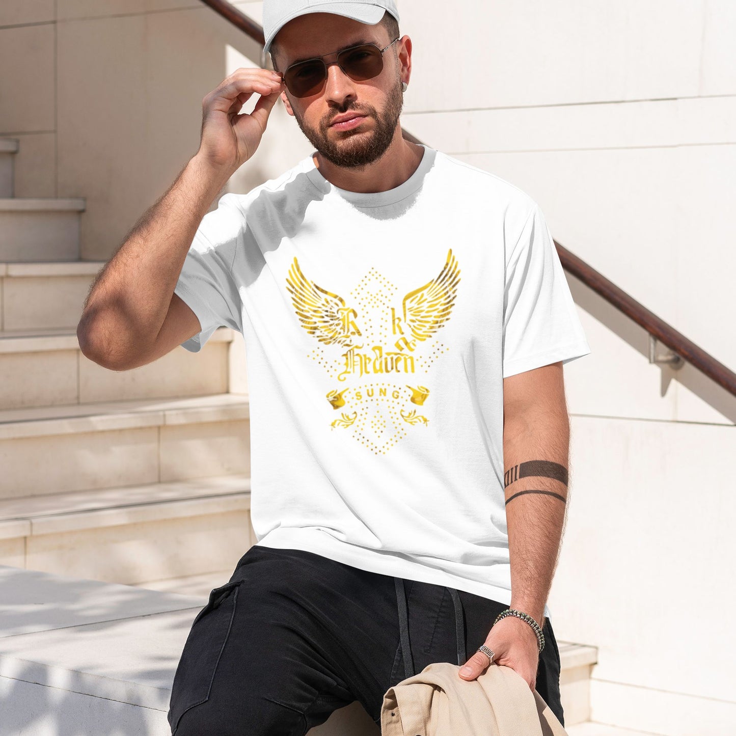 Chrome Hearts Gold Wing & Text T-Shirt
