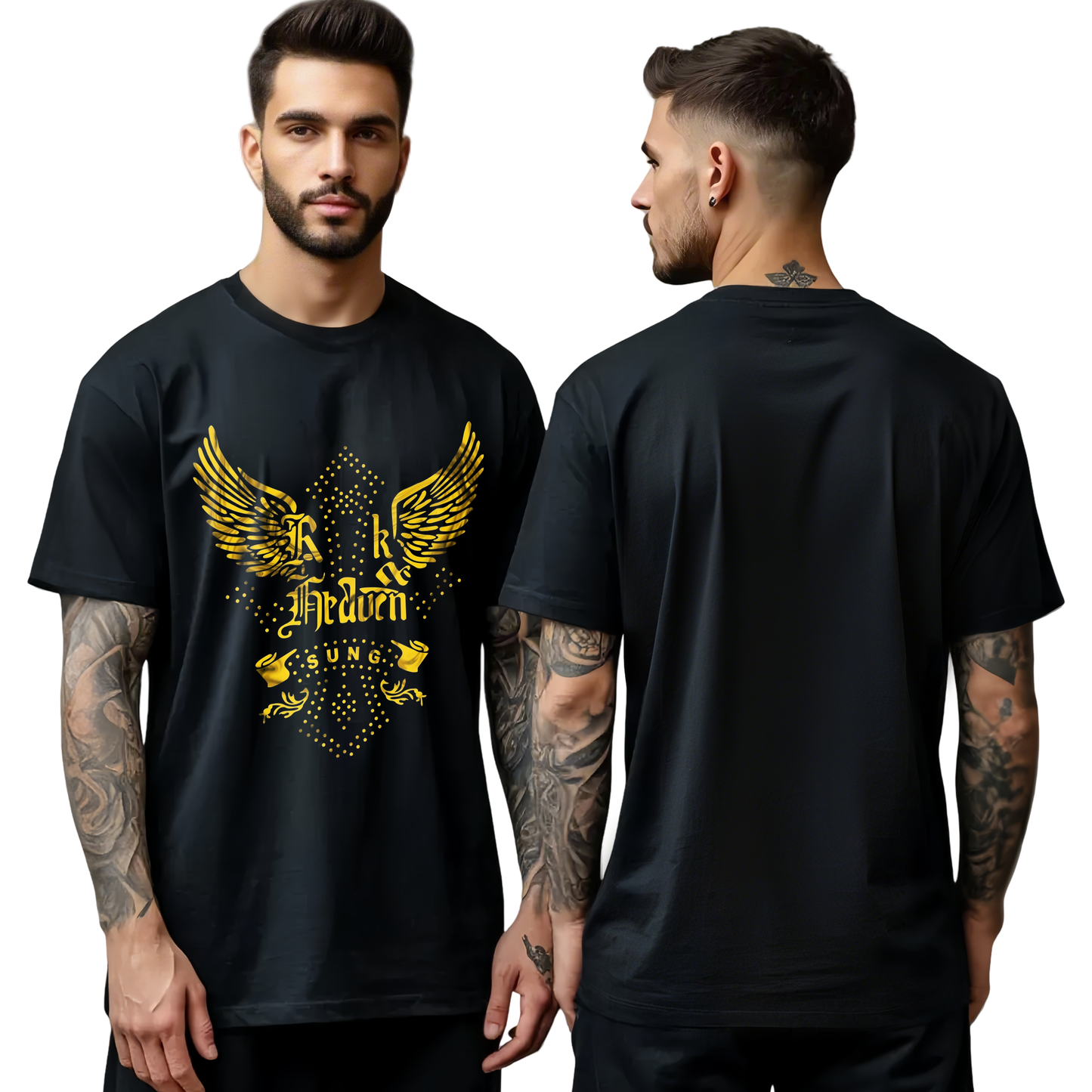 Chrome Hearts Gold Wing & Text T-Shirt
