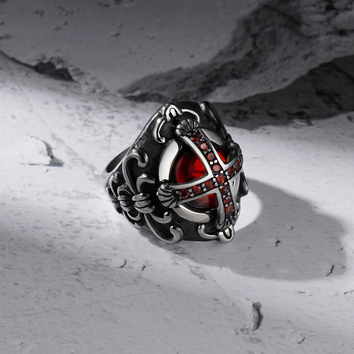 Chrome Hearts Cross Ruby Ring