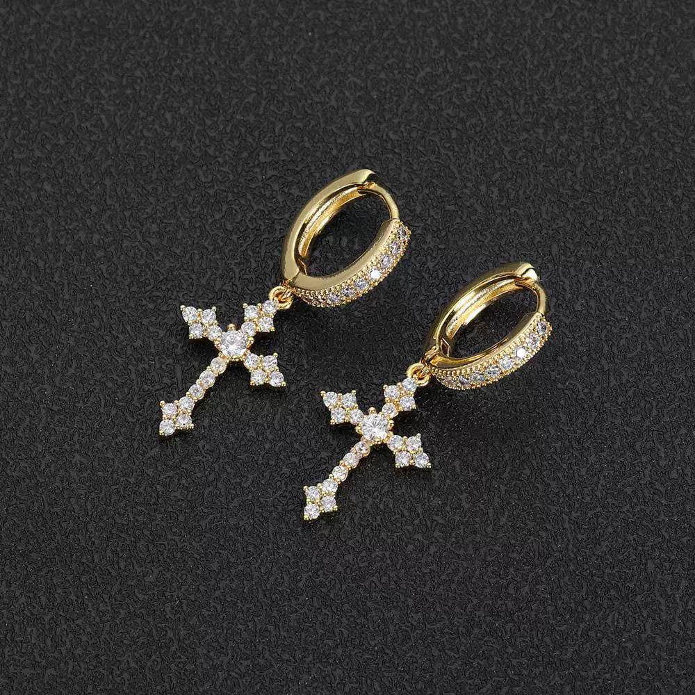 Chrome Hearts Zircon Cross Earrings