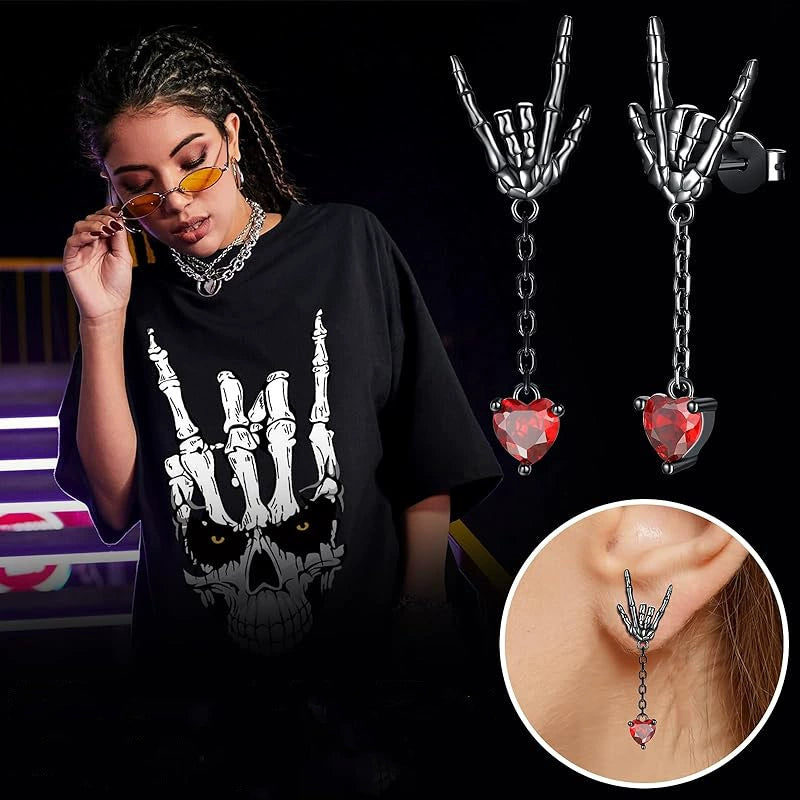 Chrome Hearts Dark Red Heart Earrings