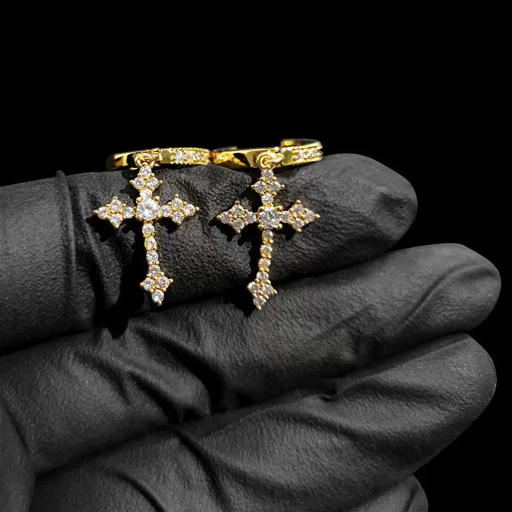 Chrome Hearts Zircon Cross Earrings