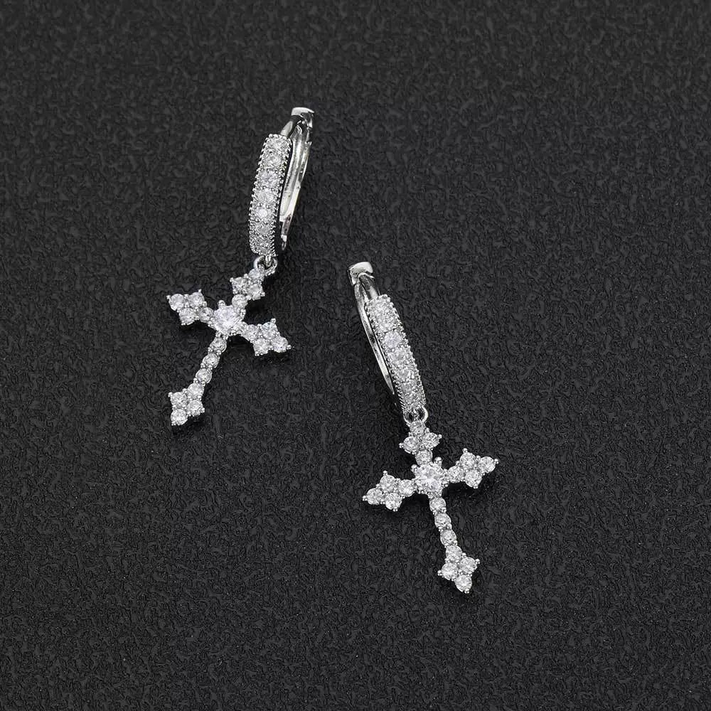 Chrome Hearts Zircon Cross Earrings