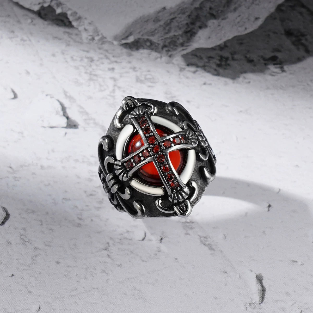 Chrome Hearts Cross Ruby Ring