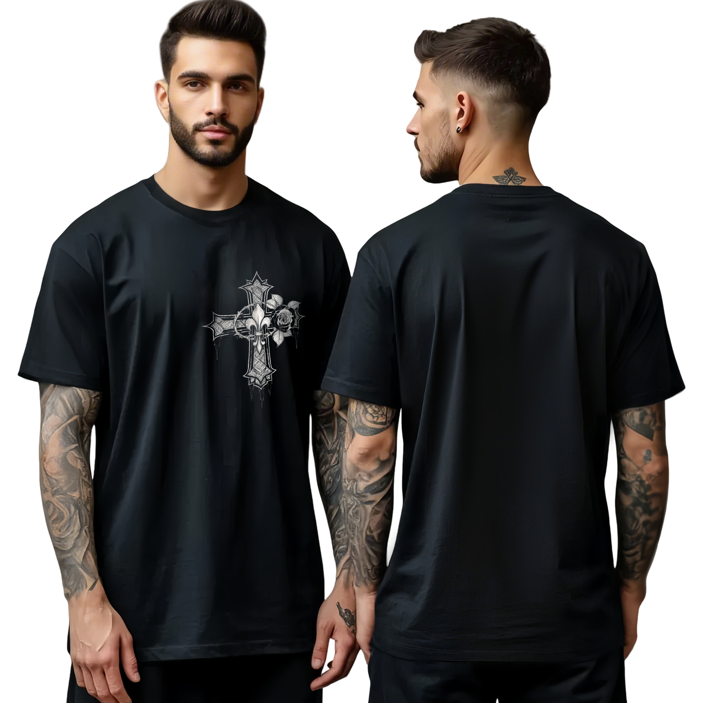 Chrome Hearts Chest Rose Cross T-Shirt