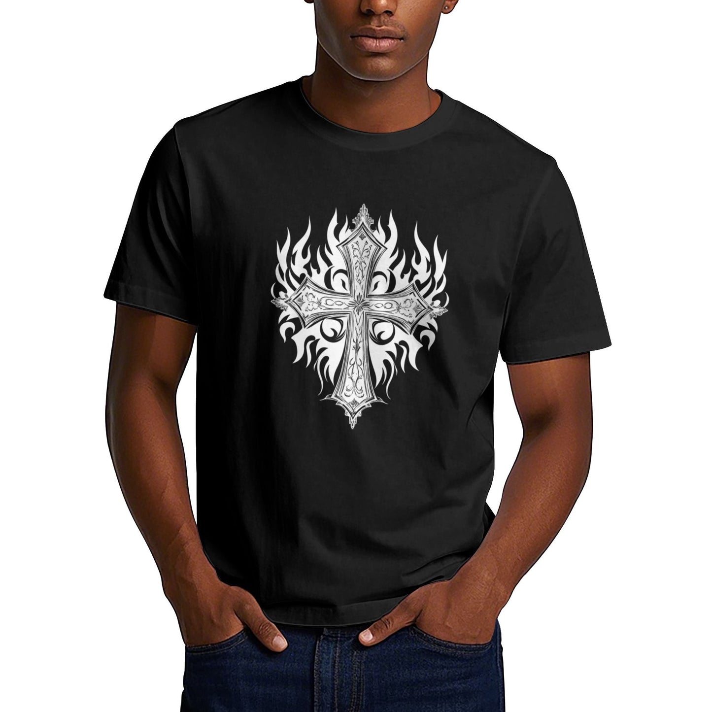 Chrome Hearts Dark Style Flame Cross T-Shirt