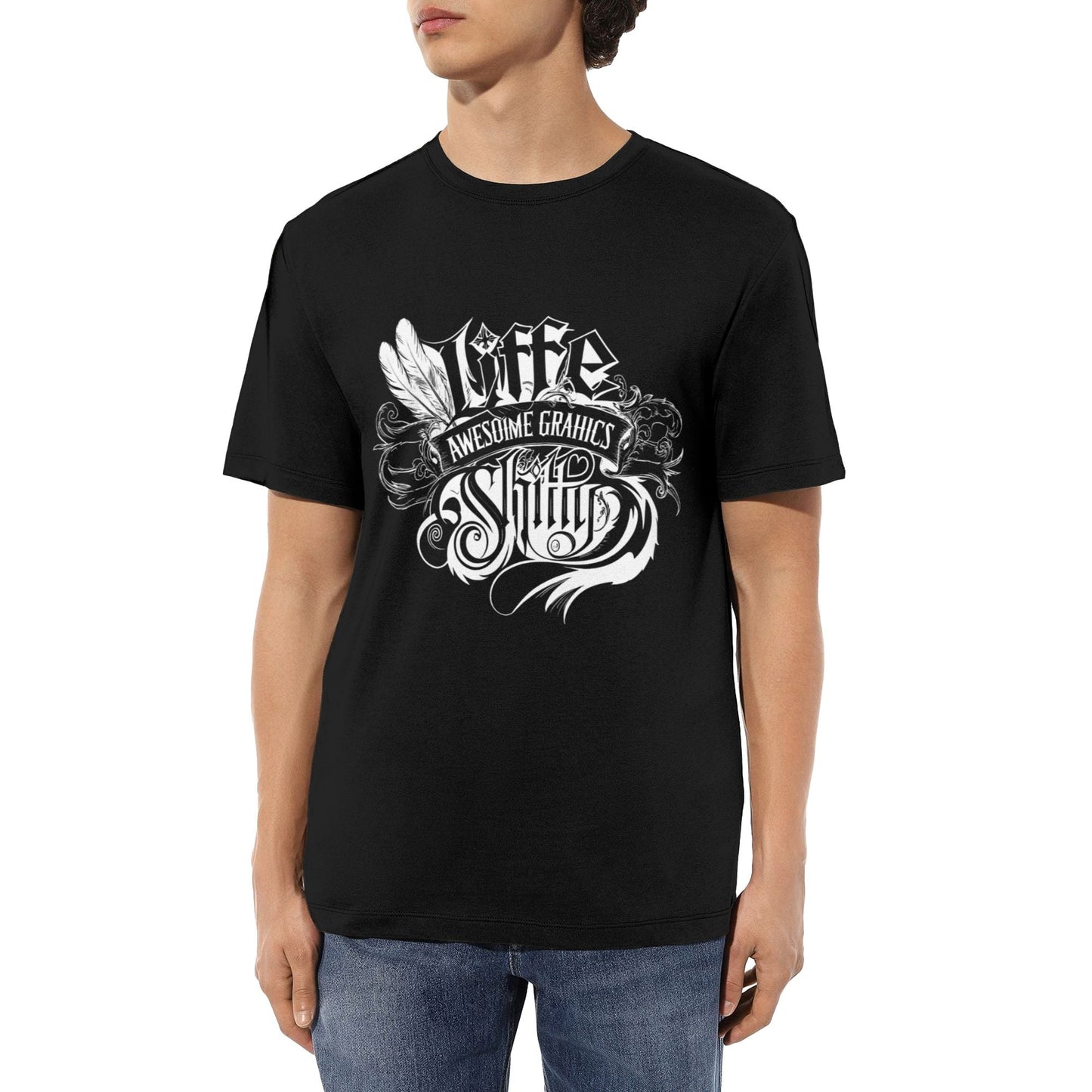 Chrome Hearts Feather Trendy Text T-Shirt