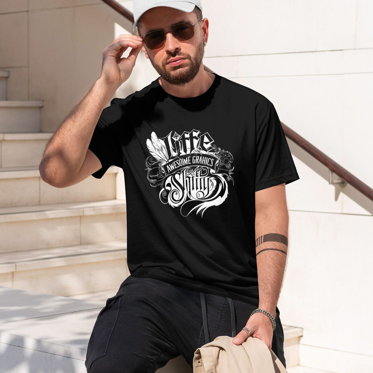 Chrome Hearts Feather Trendy Text T-Shirt