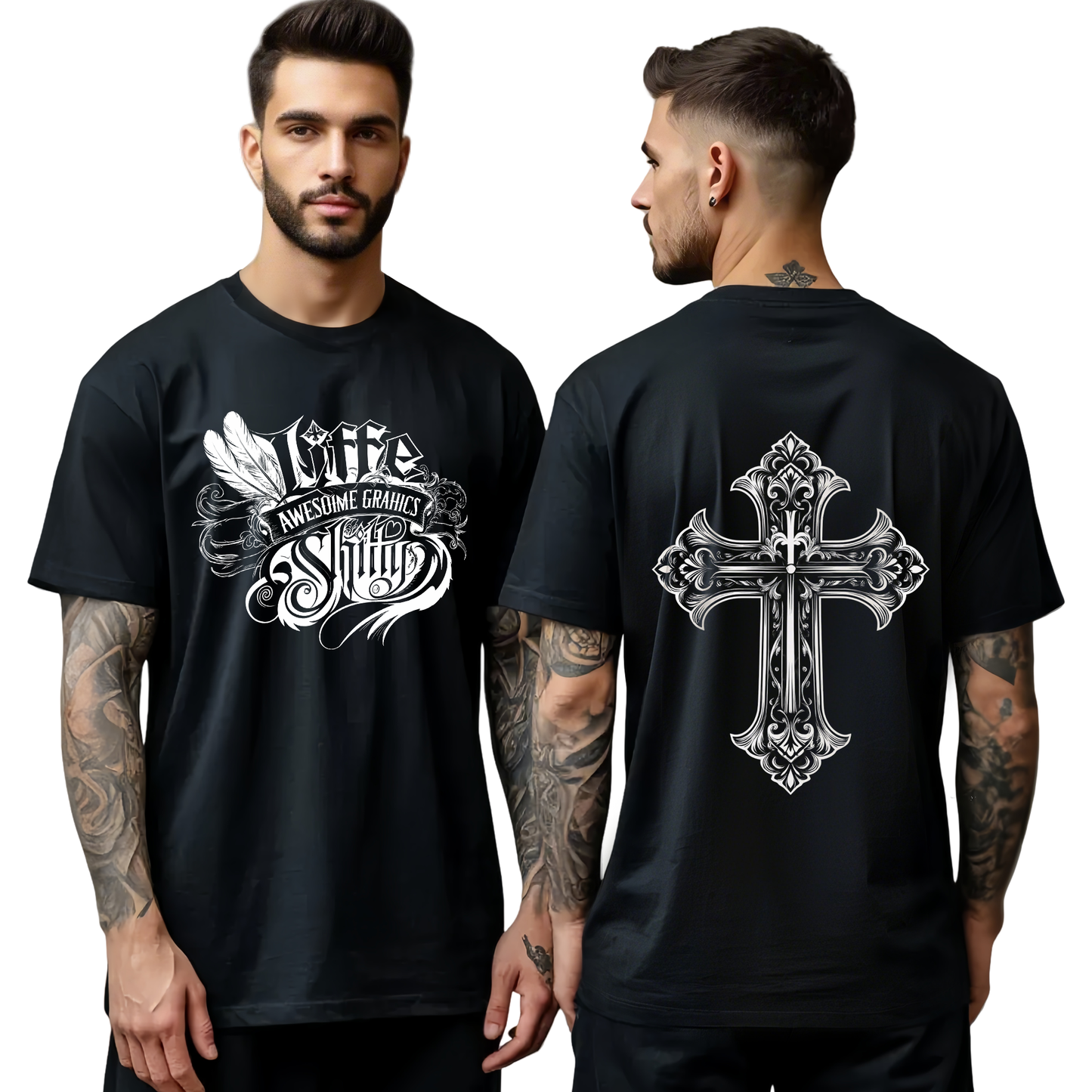 Chrome Hearts Feather Trendy Text T-Shirt