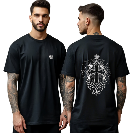 Chrome Hearts Crown Pattern Cross T-Shirt