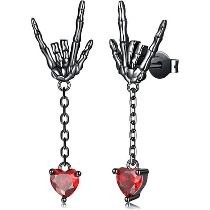 Chrome Hearts Dark Red Heart Earrings