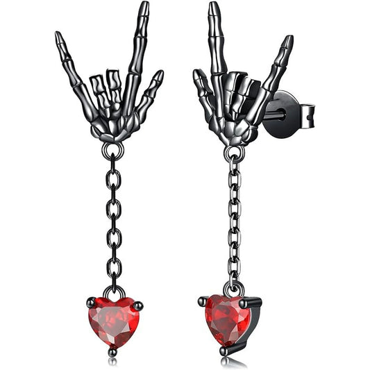 Chrome Hearts Dark Red Heart Earrings