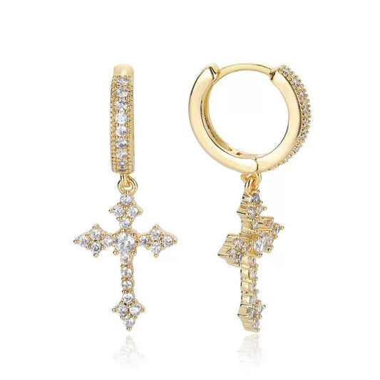 Chrome Hearts Zircon Cross Earrings