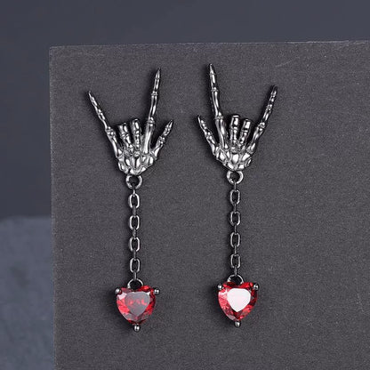 Chrome Hearts Dark Red Heart Earrings