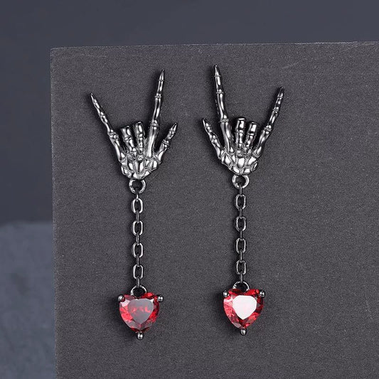 Chrome Hearts Dark Red Heart Earrings